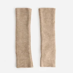 Mitaines longues TEXTO beige tricot
