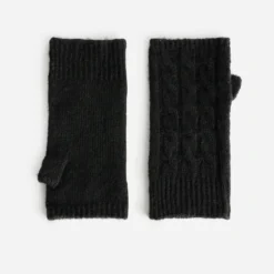Mitaines noires tricot torsades