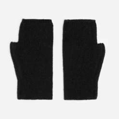 Mitaines TEXTO noires tricot décor strass