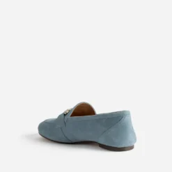 Mocassin baby blue en cuir velours