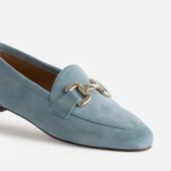 Mocassin baby blue en cuir velours