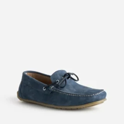 Mocassin-bateau marine cuir velours