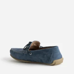 Mocassin-bateau marine cuir velours