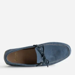 Mocassin-bateau marine cuir velours