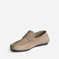 Mocassin beige cuir velours