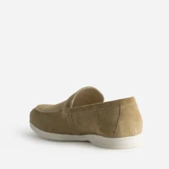 Mocassin beige cuir velours