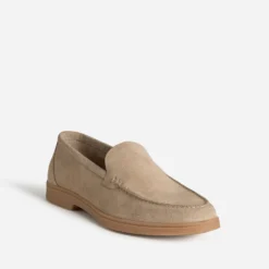 Mocassin beige cuir velours