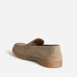 Mocassin beige cuir velours