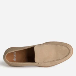 Mocassin beige cuir velours