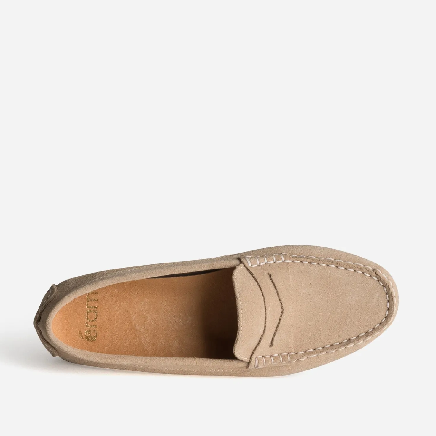 Mocassin beige cuir velours