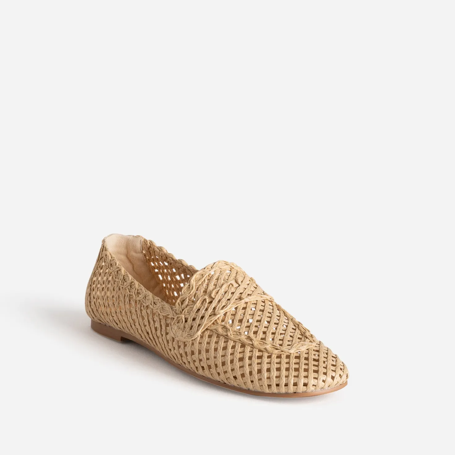 Mocassin beige tressage ajouré