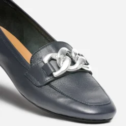 Mocassin bleu marine en cuir maxi chaîne