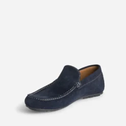 Mocassin bleu marine en cuir velours