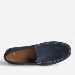 Mocassin bleu marine en cuir velours