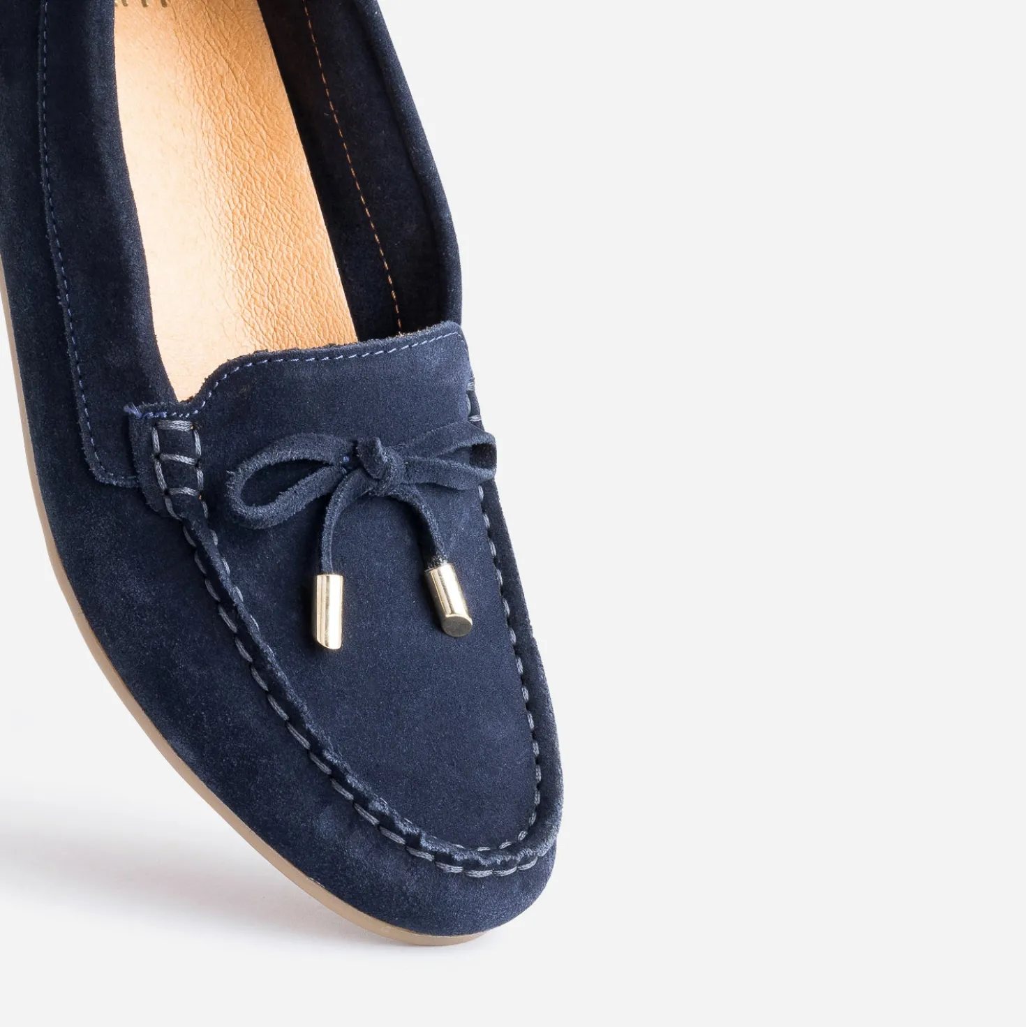 Mocassin bleu marine en cuir velours