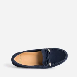 Mocassin bleu marine en cuir velours