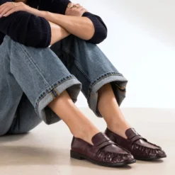 Mocassin bordeaux couture froncée
