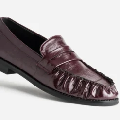 Mocassin bordeaux couture froncée