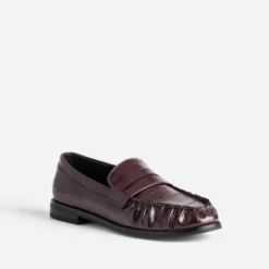 Mocassin bordeaux couture froncée