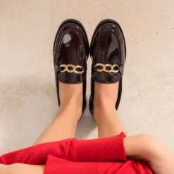 Mocassin bordeaux cuir verni