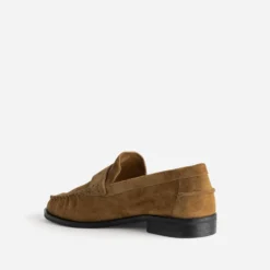 Mocassin camel cuir velours souple