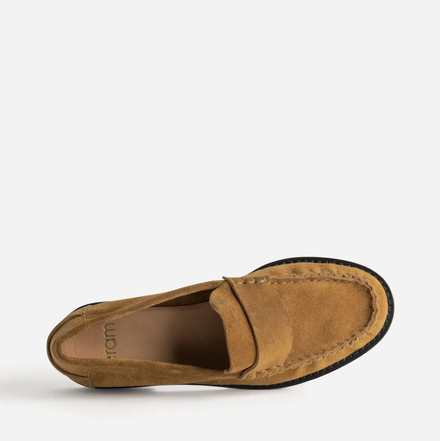 Mocassin camel cuir velours souple