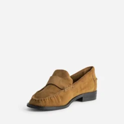 Mocassin camel cuir velours souple