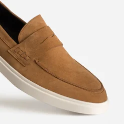 Mocassin cognac cuir velours semelle sport