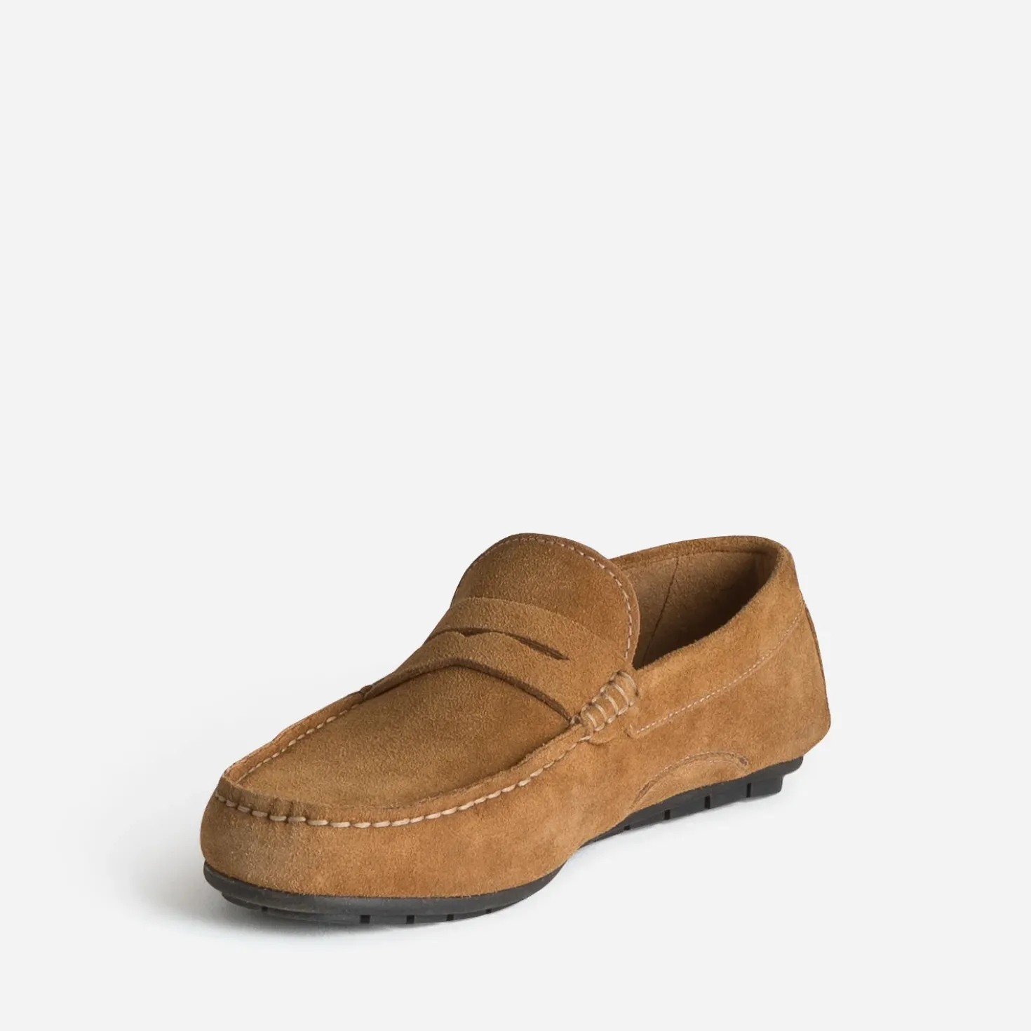 Mocassin cognac cuir velours