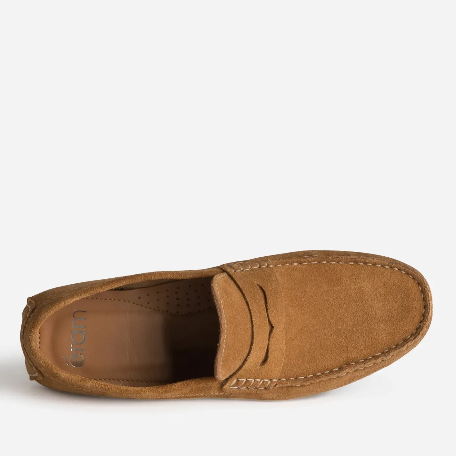 Mocassin cognac cuir velours