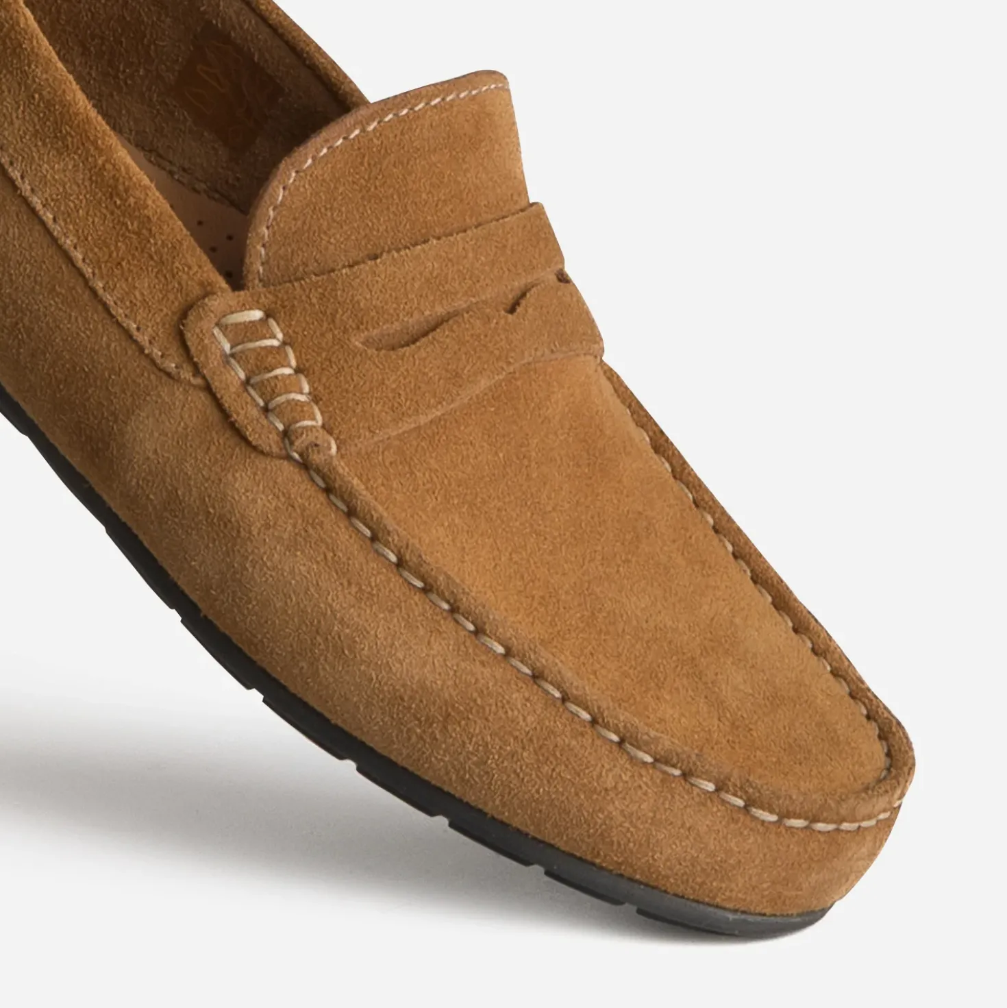 Mocassin cognac cuir velours