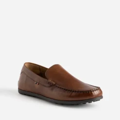 Mocassin cognac en cuir