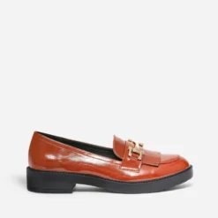Mocassin cognac verni à franges