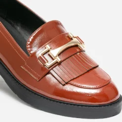 Mocassin cognac verni à franges