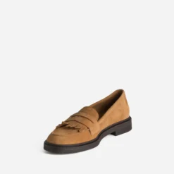 Mocassin ERAM FLEX camel cuir velours frange