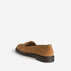 Mocassin ERAM FLEX camel cuir velours frange