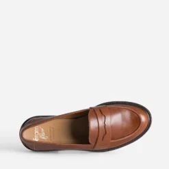 Mocassin ERAM FLEX cognac cuir bord cranté