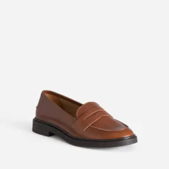Mocassin ERAM FLEX cognac cuir bord cranté
