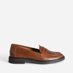 Mocassin ERAM FLEX cognac cuir bord cranté