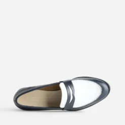 Mocassin ERAM FLEX marine et blanc cuir