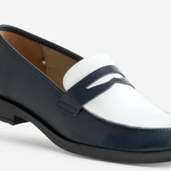 Mocassin ERAM FLEX marine et blanc cuir