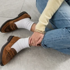 Mocassin ERAM FLEX marron cuir velours