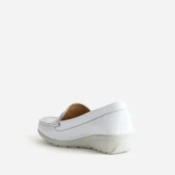 Mocassin FRANCE ARNO blanc et argenté cuir