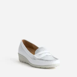 Mocassin FRANCE ARNO blanc et argenté cuir