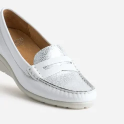 Mocassin FRANCE ARNO blanc et argenté cuir