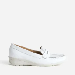 Mocassin FRANCE ARNO blanc et argenté cuir