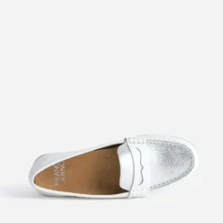 Mocassin FRANCE ARNO blanc et argenté cuir