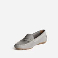 Mocassin gris cuir velours