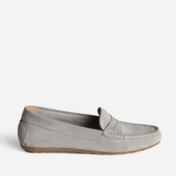 Mocassin gris cuir velours