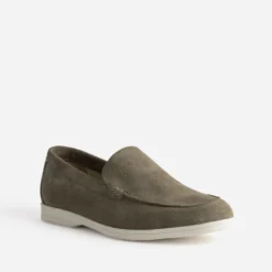Mocassin kaki cuir velours